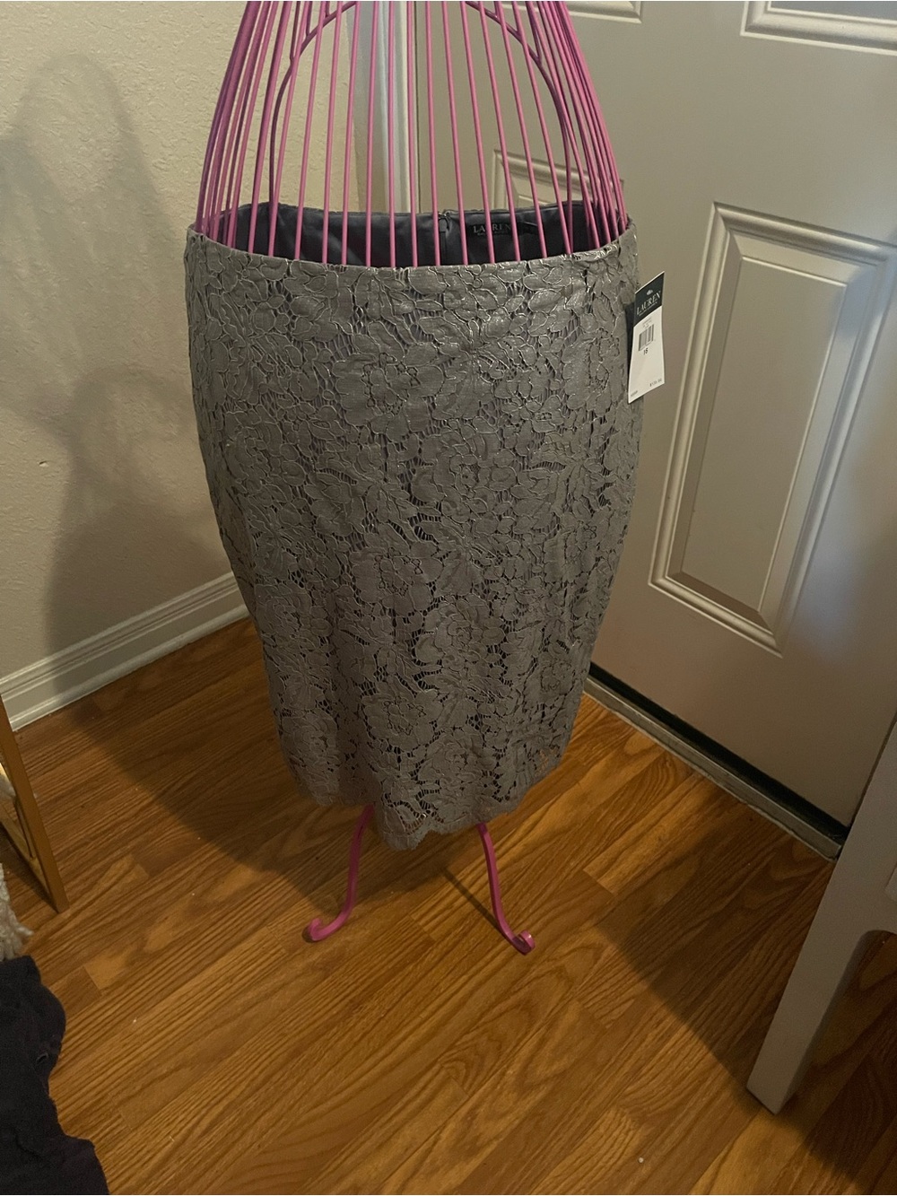 Ralph Lauren Gray Lace Pencil Skirt